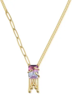 14K Gold Plated Crystal Pendant Necklace Cubic Zirconia Pendant Necklaces for Women Elegant Pearl Pendant Choker Necklaces