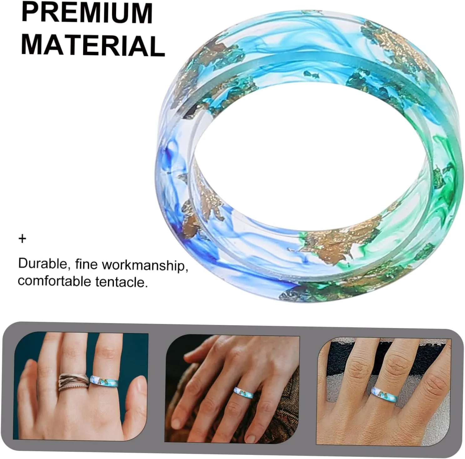 1pc Resin Ring Gold Foil Ring Resin Craft Ring Finger Jewelry Decor Ring Jewelry Finger Ring Jewelry