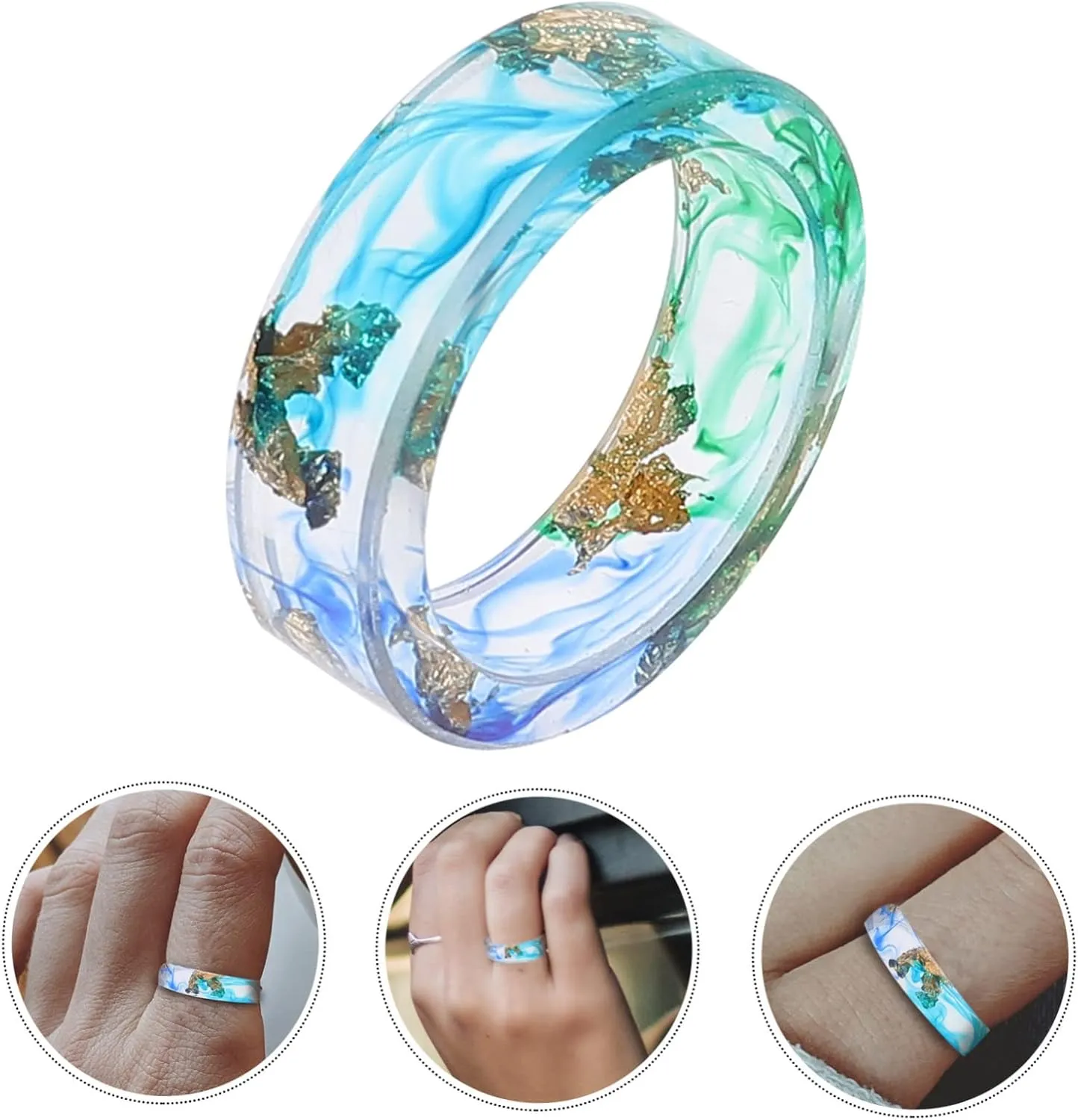 1pc Resin Ring Gold Foil Ring Resin Craft Ring Finger Jewelry Decor Ring Jewelry Finger Ring Jewelry
