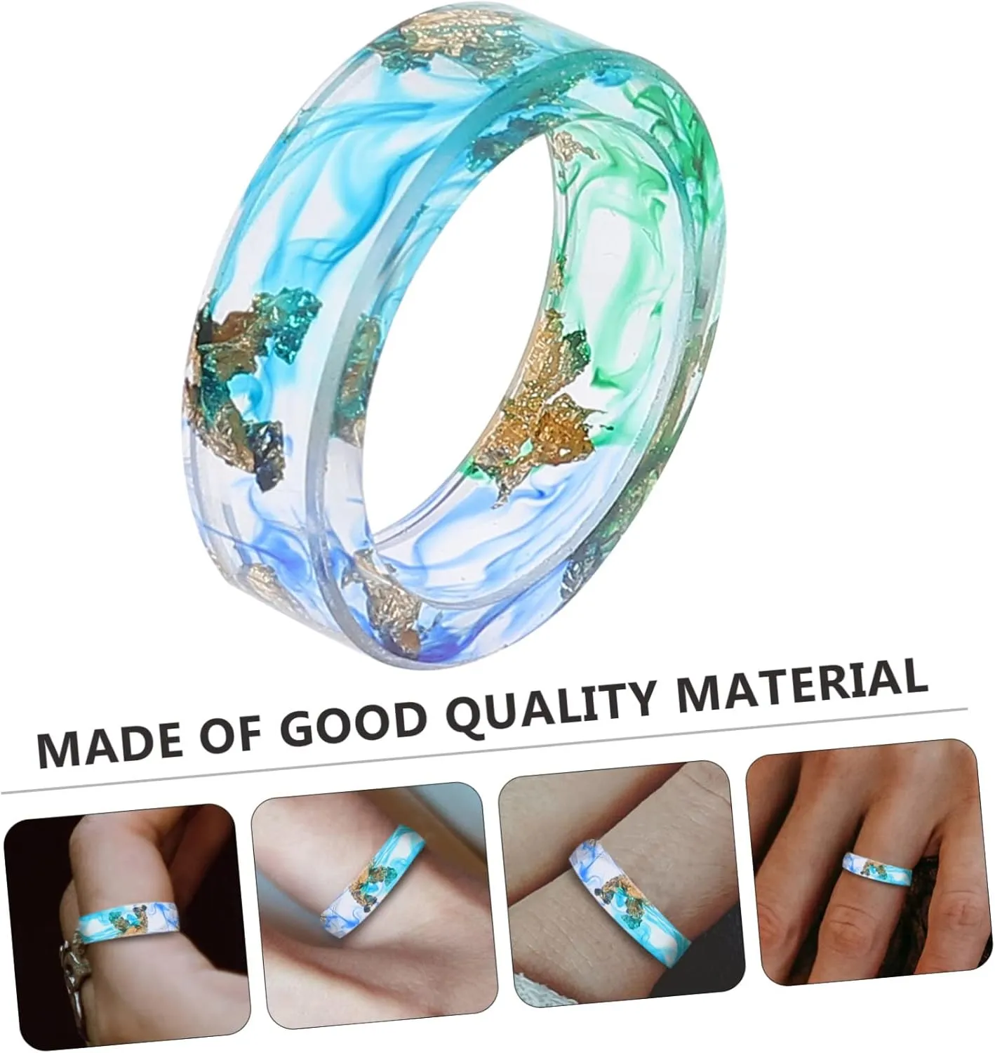 1pc Resin Ring Gold Foil Ring Resin Craft Ring Finger Jewelry Decor Ring Jewelry Finger Ring Jewelry