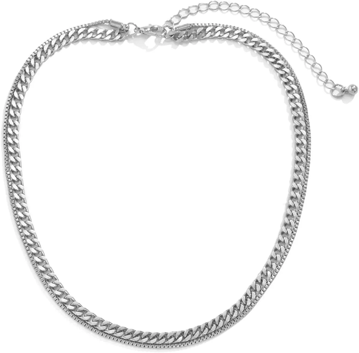 2 Layer Friend Necklaces for Women, Cuban Necklace Box Chain Long Gold Multi Layered Necklaces for Women