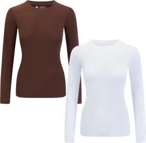 2 Pack Women's Long Sleeve Basic T-Shirts Fall Slim Fit Tops Round Neck Fashion T-Shirts