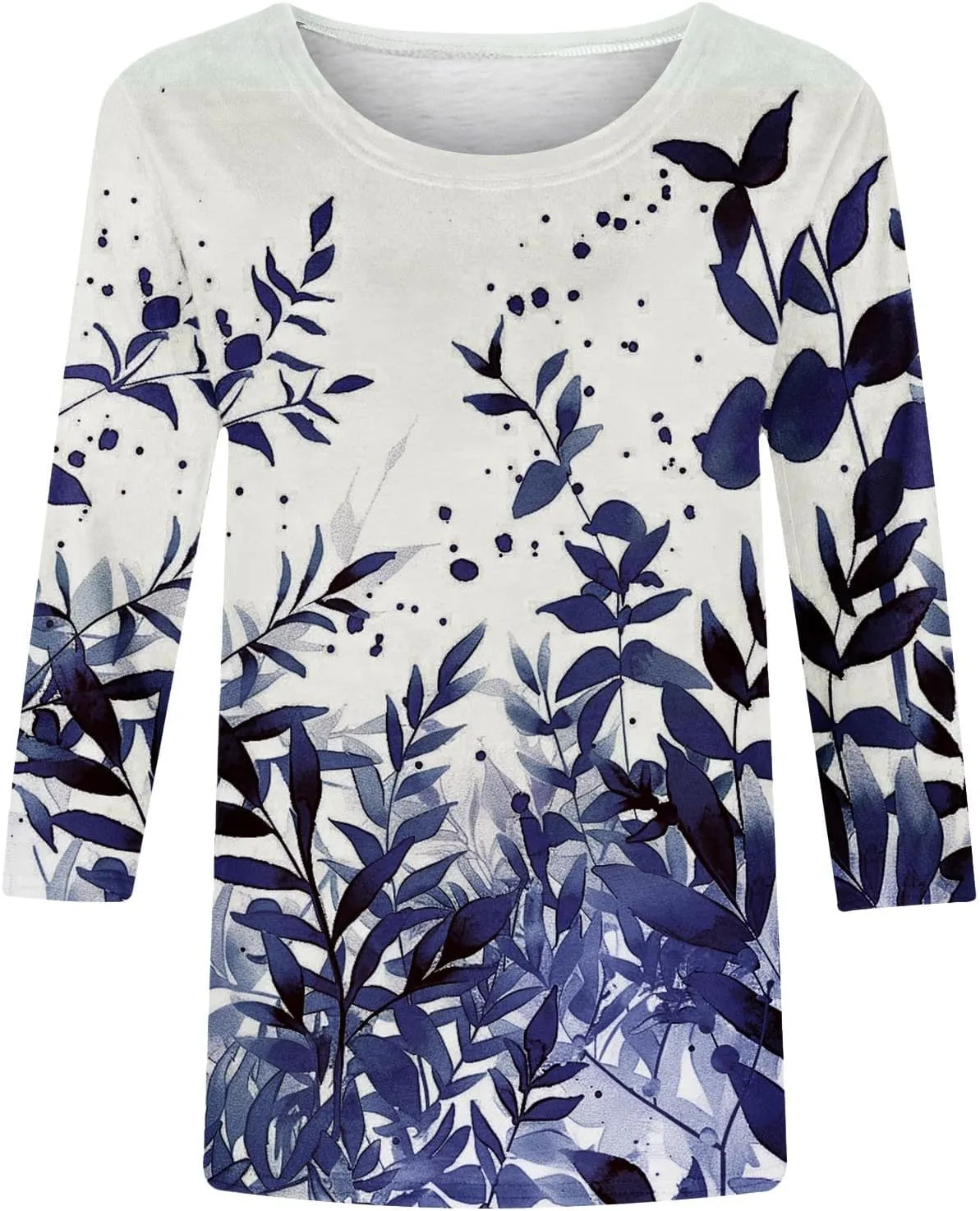 3/4 Sleeve Tops for Women Summer Butterfly Floral Paisley Print Tees Shirt Trendy Ladies Blouse Dressy Casual Clothing