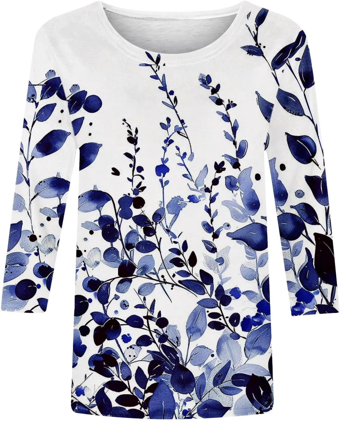 3/4 Sleeve Tops for Women Summer Butterfly Floral Paisley Print Tees Shirt Trendy Ladies Blouse Dressy Casual Clothing