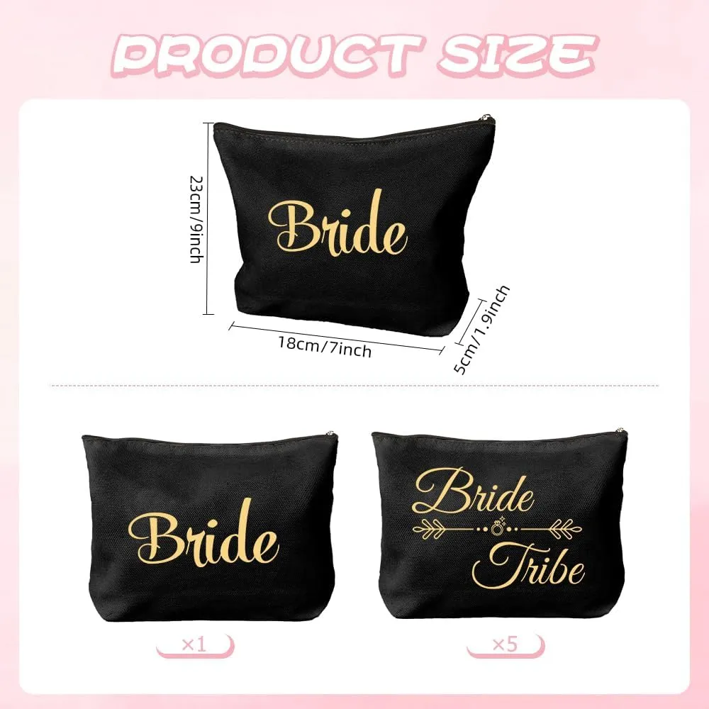 6 Pcs Bride to be Gifts,Bridal Shower Engagement Accessories Gifts for Bride,Bridesmaid Makeup Bag,Bridal Party Gifts,Bride Gift Ideas,Bridesmaids Gifts for Wedding Day,Bachelorette Gifts for Bride