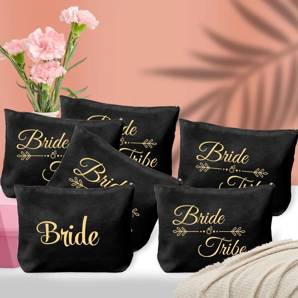 6 Pcs Bride to be Gifts,Bridal Shower Engagement Accessories Gifts for Bride,Bridesmaid Makeup Bag,Bridal Party Gifts,Bride Gift Ideas,Bridesmaids Gifts for Wedding Day,Bachelorette Gifts for Bride