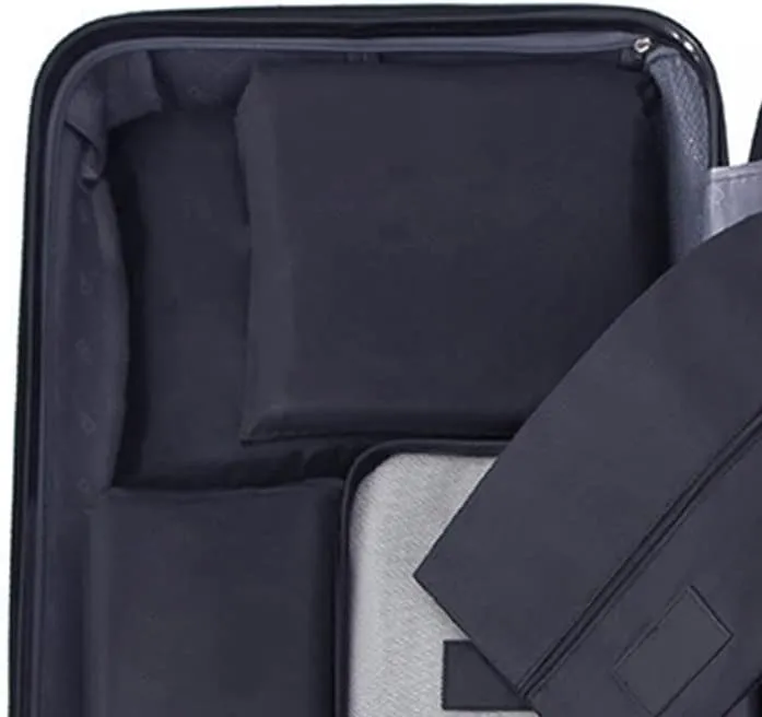 7 Set Packing Cubes Oxford Cloth Luggage Packing Cubes Durability Longevity Firm Durability for Travel (Black)
