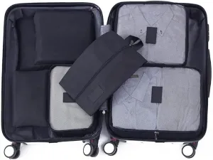 7 Set Packing Cubes Oxford Cloth Luggage Packing Cubes Durability Longevity Firm Durability for Travel (Black)