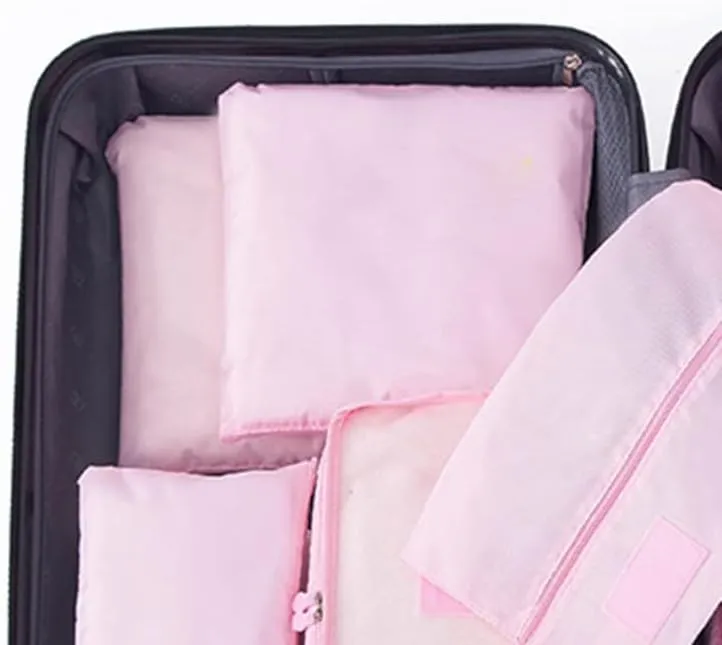 7 Set Packing Cubes Oxford Cloth Luggage Packing Cubes Durability Longevity Firm Durability for Travel (Pink)