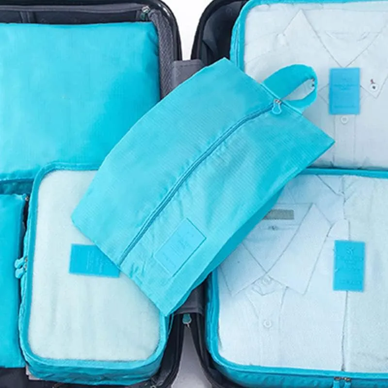7 Set Packing Cubes Oxford Cloth Luggage Packing Cubes Durability Longevity Firm Durability for Travel (Sky Blue)