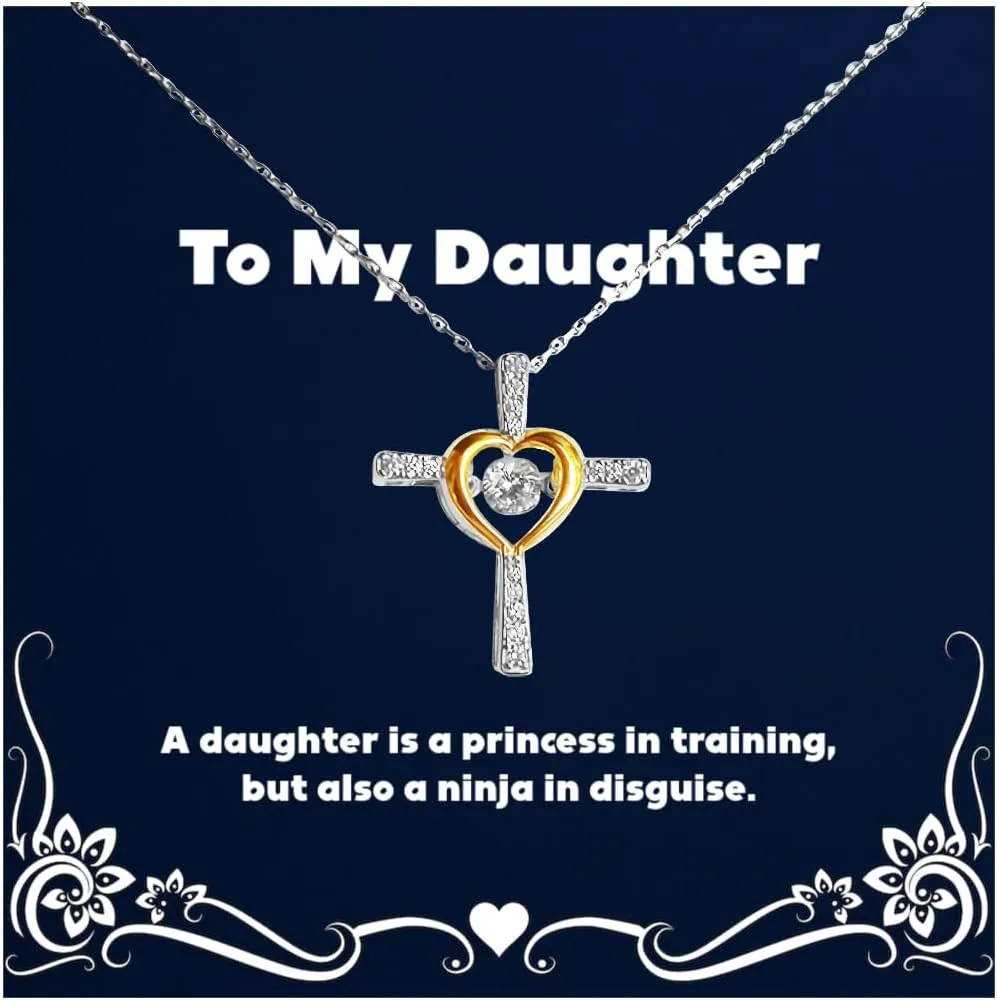 A daughter is a princess in training, but. Daughter Cross Dancing Necklace, Epic Daughter Gifts, Jewelry For Daughter from Mom, Funny jewelry, Funny jewelry gifts, Jewelry gifts for her, Jewelry gifts