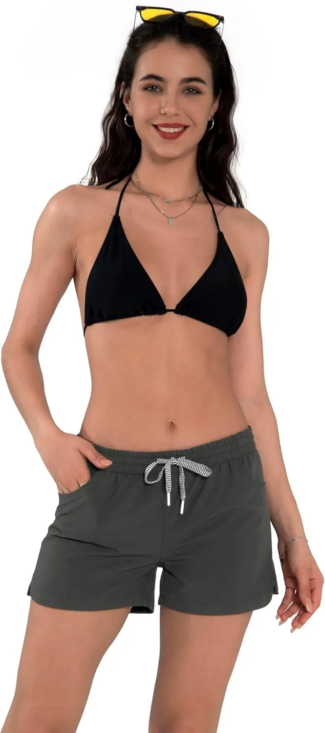 Actleis Womens Swim Shorts UPF50  Board Shorts Quick Dry Beach Shorts Drawstring Sports Summer Bottom
