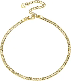 Anklet Set, Anklet Jewelry Curb Chain Foot Anklet Jewelry for Women Sterling Silver Jewelry Sets for Women