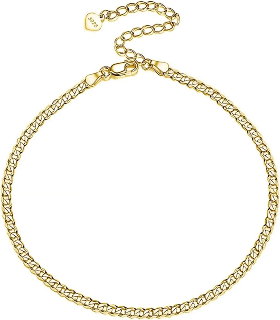 Anklet Set, Anklet Jewelry Curb Chain Foot Anklet Jewelry for Women Sterling Silver Jewelry Sets for Women