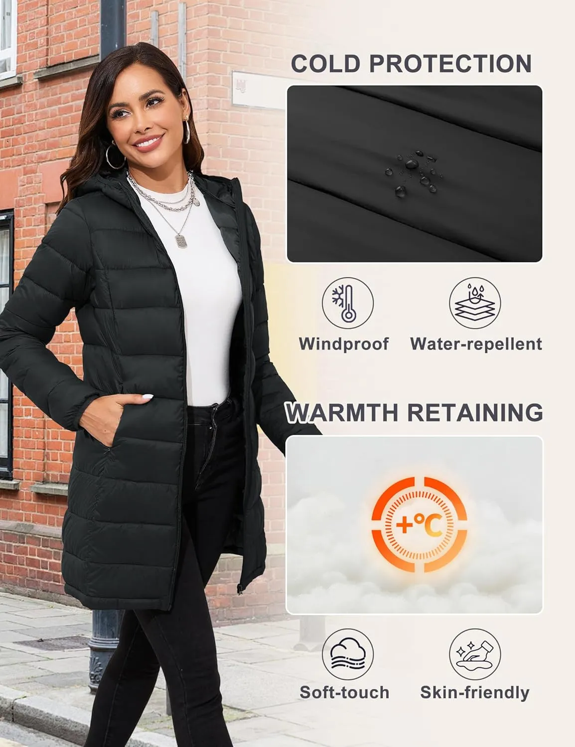 ANOTHER CHOICE Women Packable Puffer Jacket Lightweight Hooded Puffy Jacket