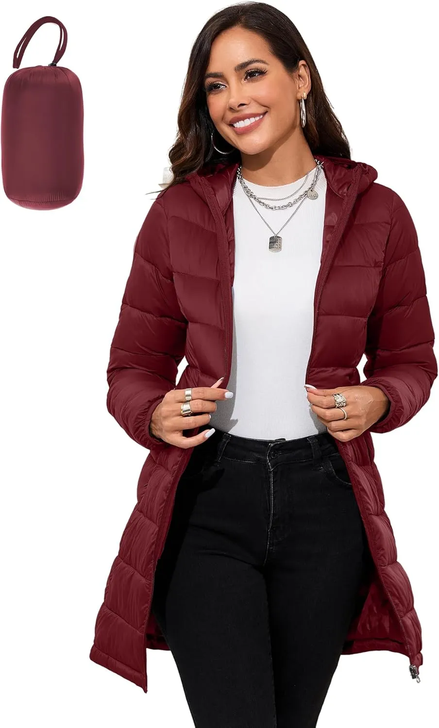 ANOTHER CHOICE Women Packable Puffer Jacket Lightweight Hooded Puffy Jacket