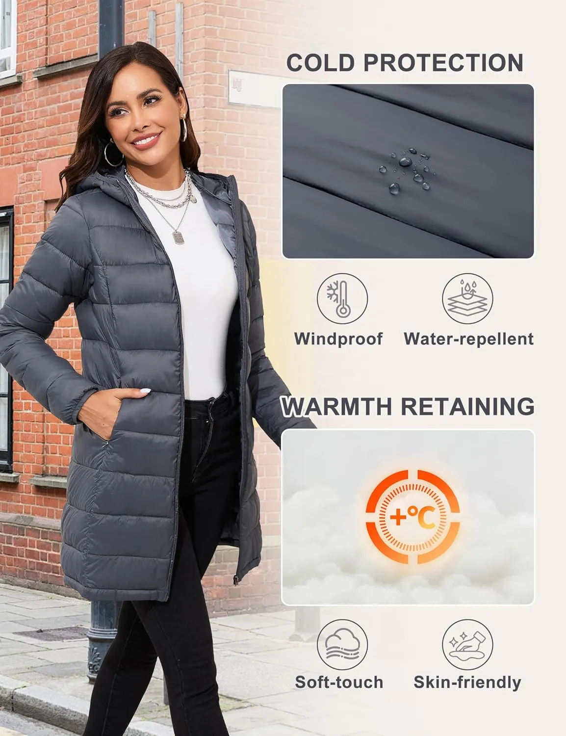 ANOTHER CHOICE Women Packable Puffer Jacket Lightweight Hooded Puffy Jacket