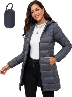 ANOTHER CHOICE Women Packable Puffer Jacket Lightweight Hooded Puffy Jacket