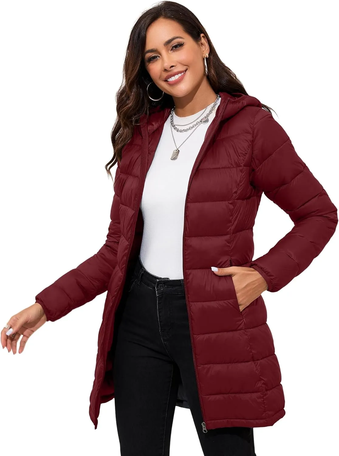 ANOTHER CHOICE Women Packable Puffer Jacket Lightweight Hooded Puffy Jacket