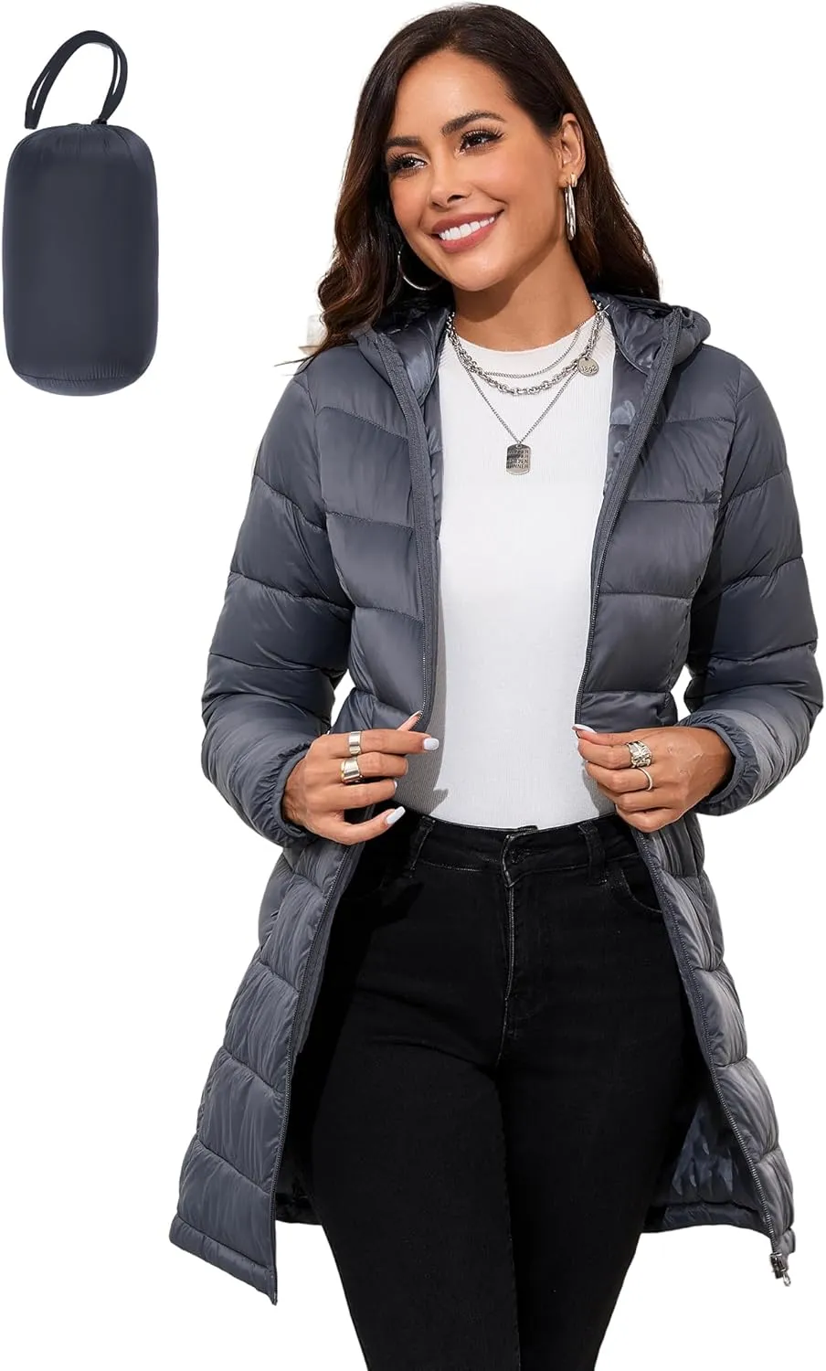 ANOTHER CHOICE Women Packable Puffer Jacket Lightweight Hooded Puffy Jacket