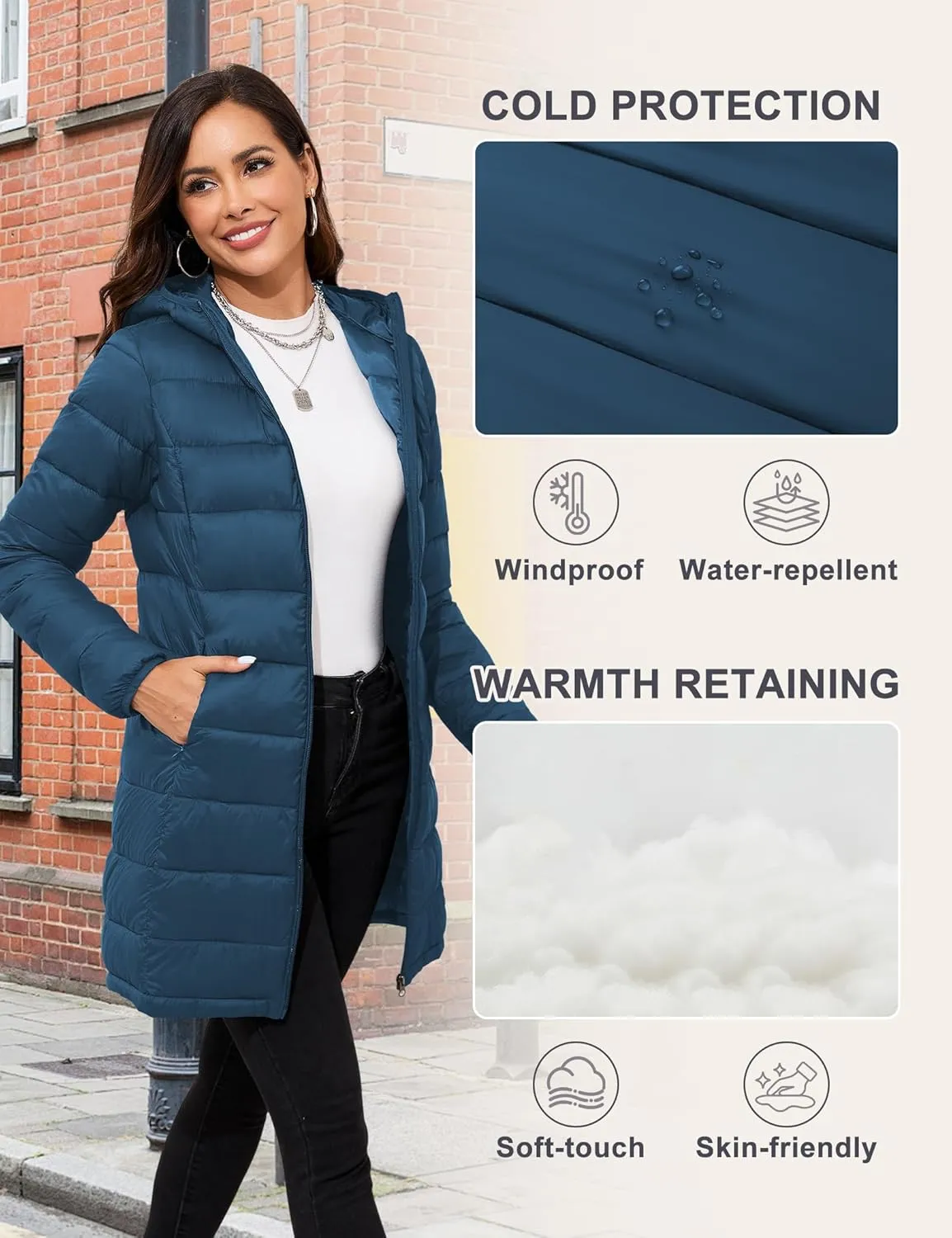 ANOTHER CHOICE Women Packable Puffer Jacket Lightweight Hooded Puffy Jacket