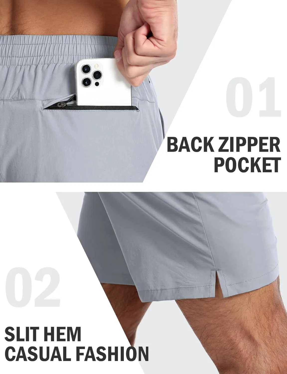 Aolesy Mens Athletic Shorts 7 Quick Dry Gym Running Shorts with Zipper Pockets Lightweight Workout Shorts