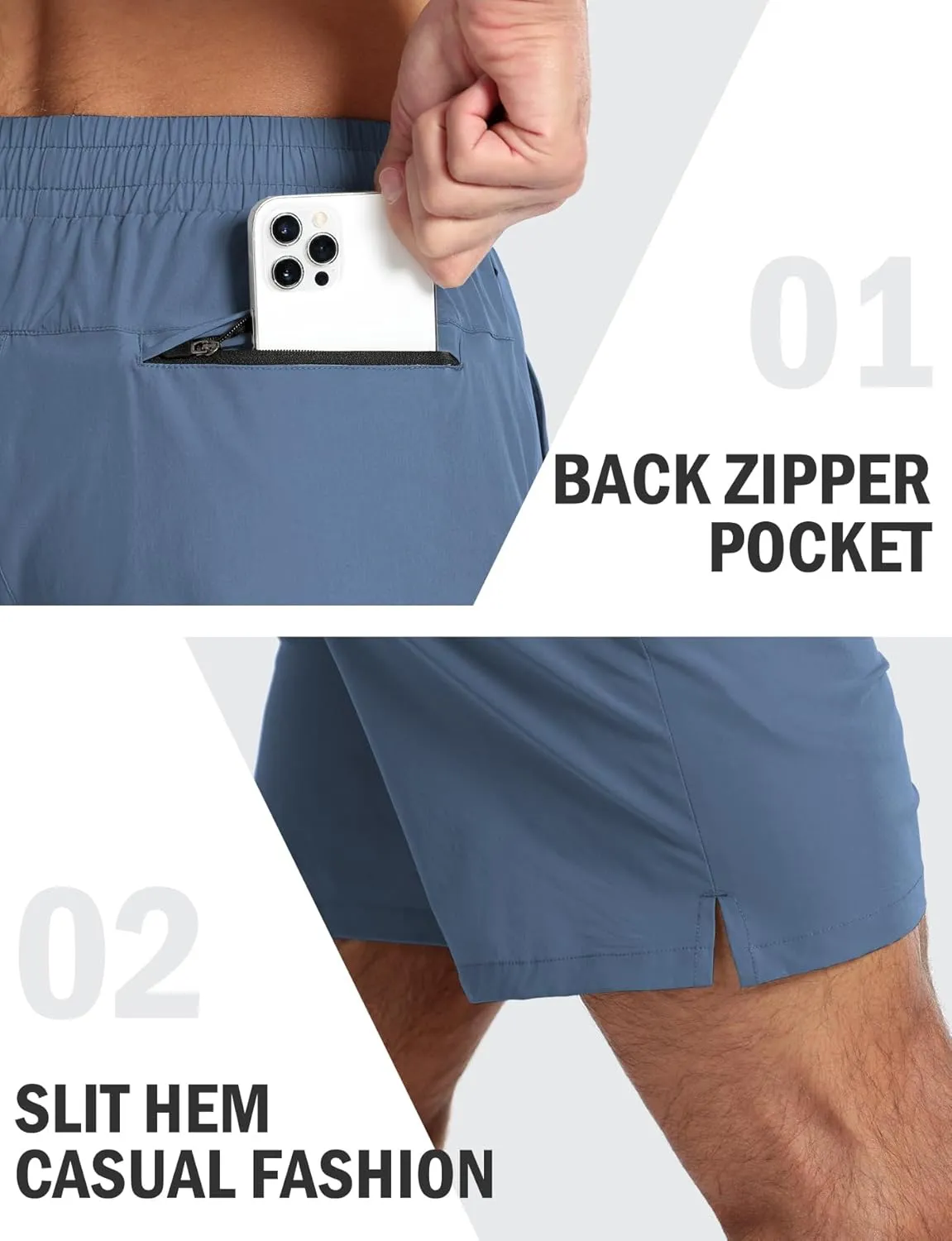 Aolesy Mens Athletic Shorts 7 Quick Dry Gym Running Shorts with Zipper Pockets Lightweight Workout Shorts