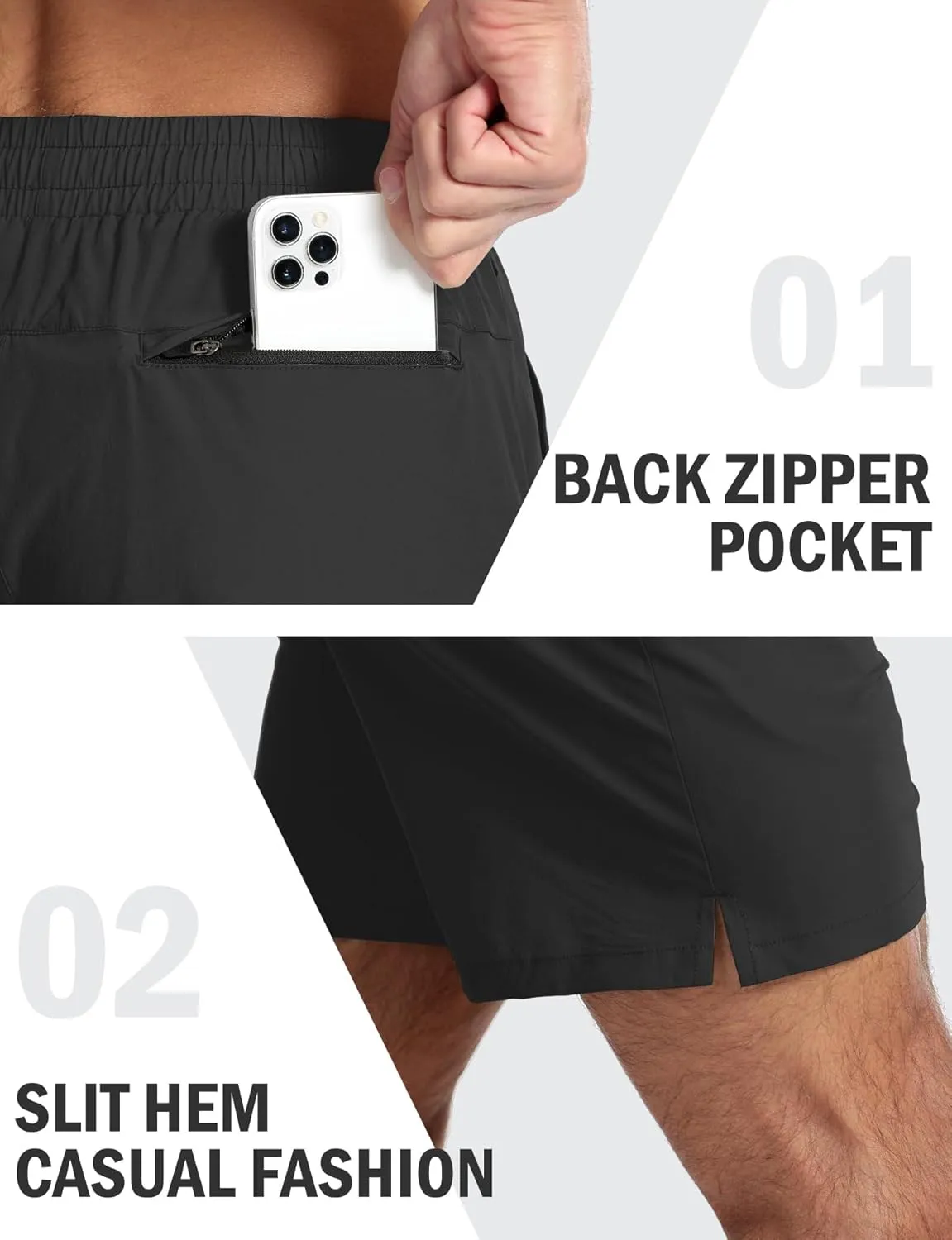 Aolesy Mens Athletic Shorts 7 Quick Dry Gym Running Shorts with Zipper Pockets Lightweight Workout Shorts
