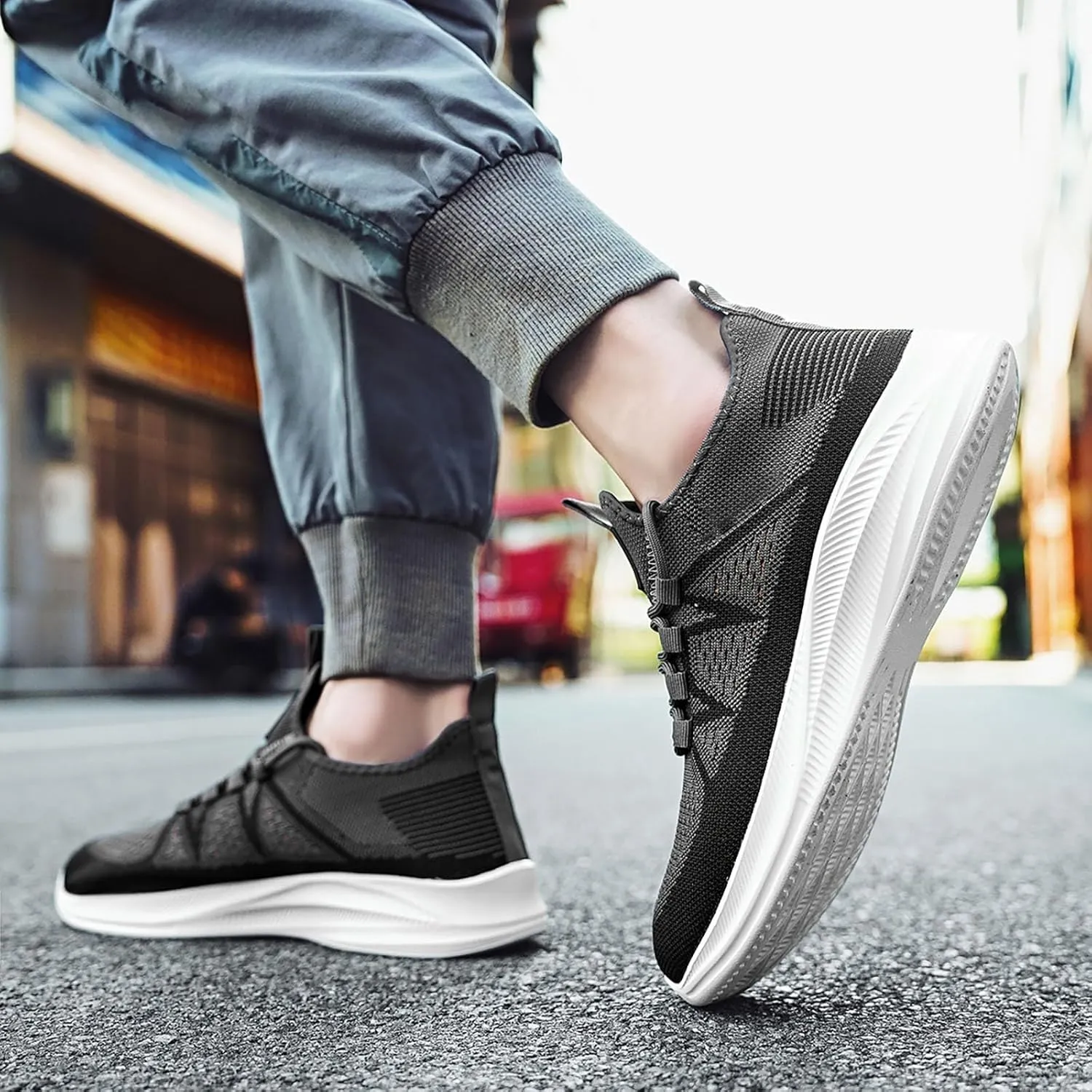 Arch Support Non Slip Minimalist Shoes for Men Comfortable Breathable Slip On Sneaker Comfortable Stretch Shoes