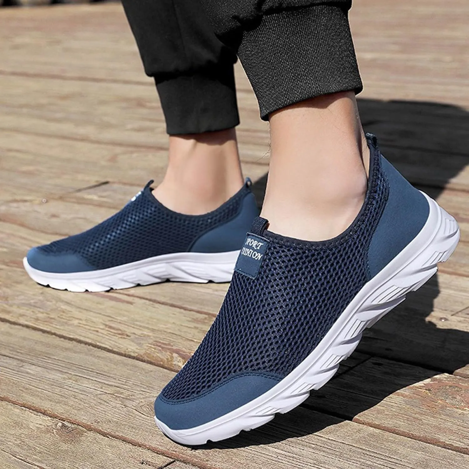Arch Support Walking Shoes for Men Comfortable Breathable Lightweight Tennis Shoe Soft Flat Soled Elderly Shoes