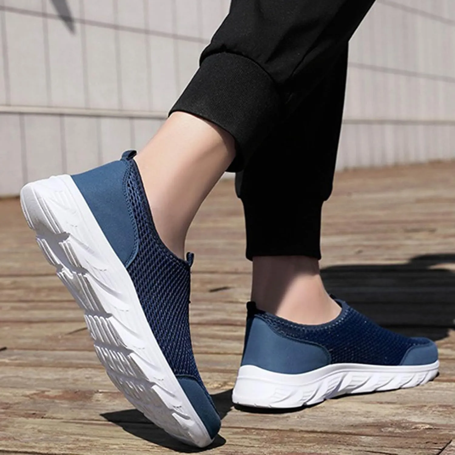 Arch Support Walking Shoes for Men Comfortable Breathable Lightweight Tennis Shoe Soft Flat Soled Elderly Shoes