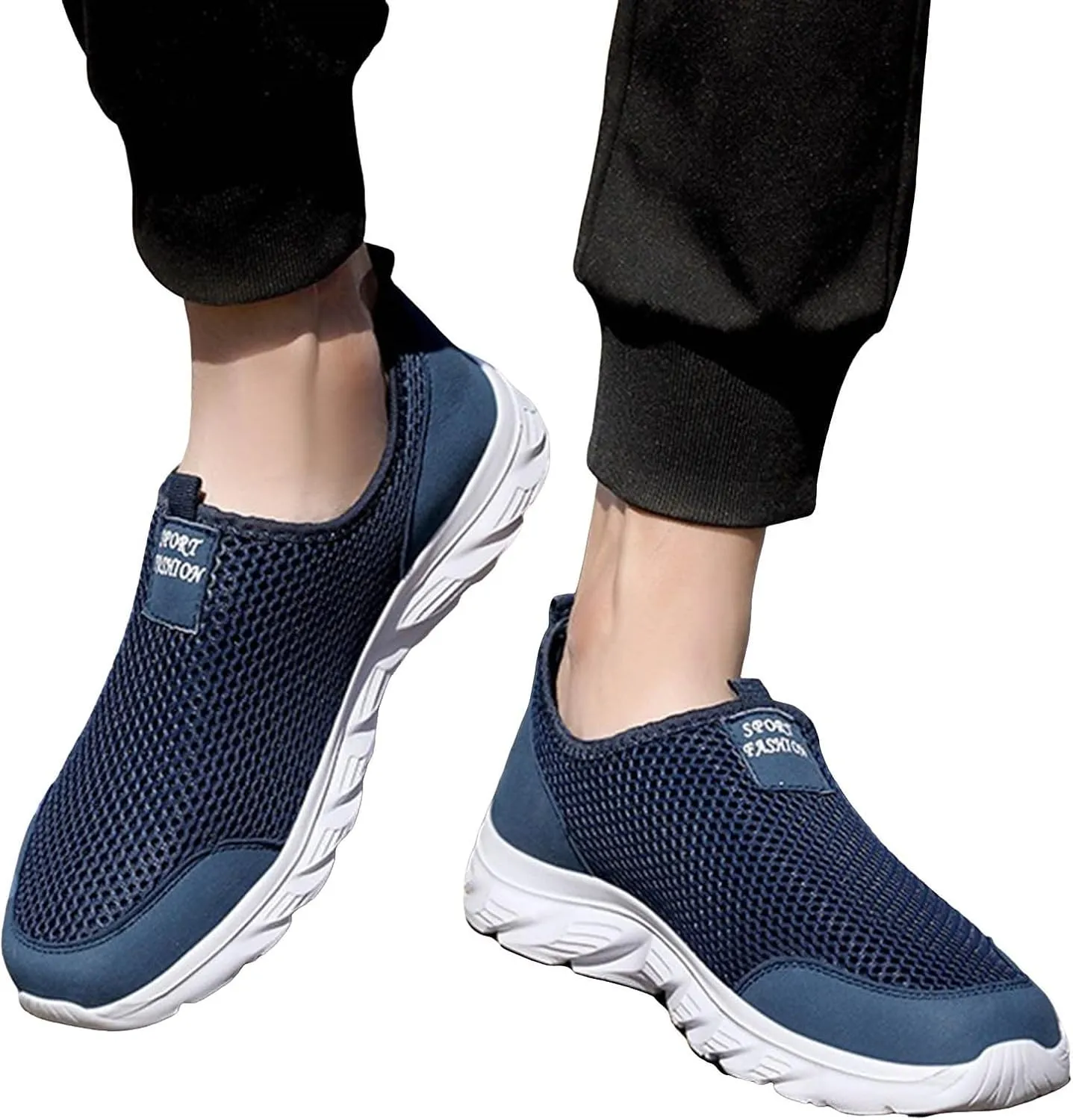 Arch Support Walking Shoes for Men Comfortable Breathable Lightweight Tennis Shoe Soft Flat Soled Elderly Shoes