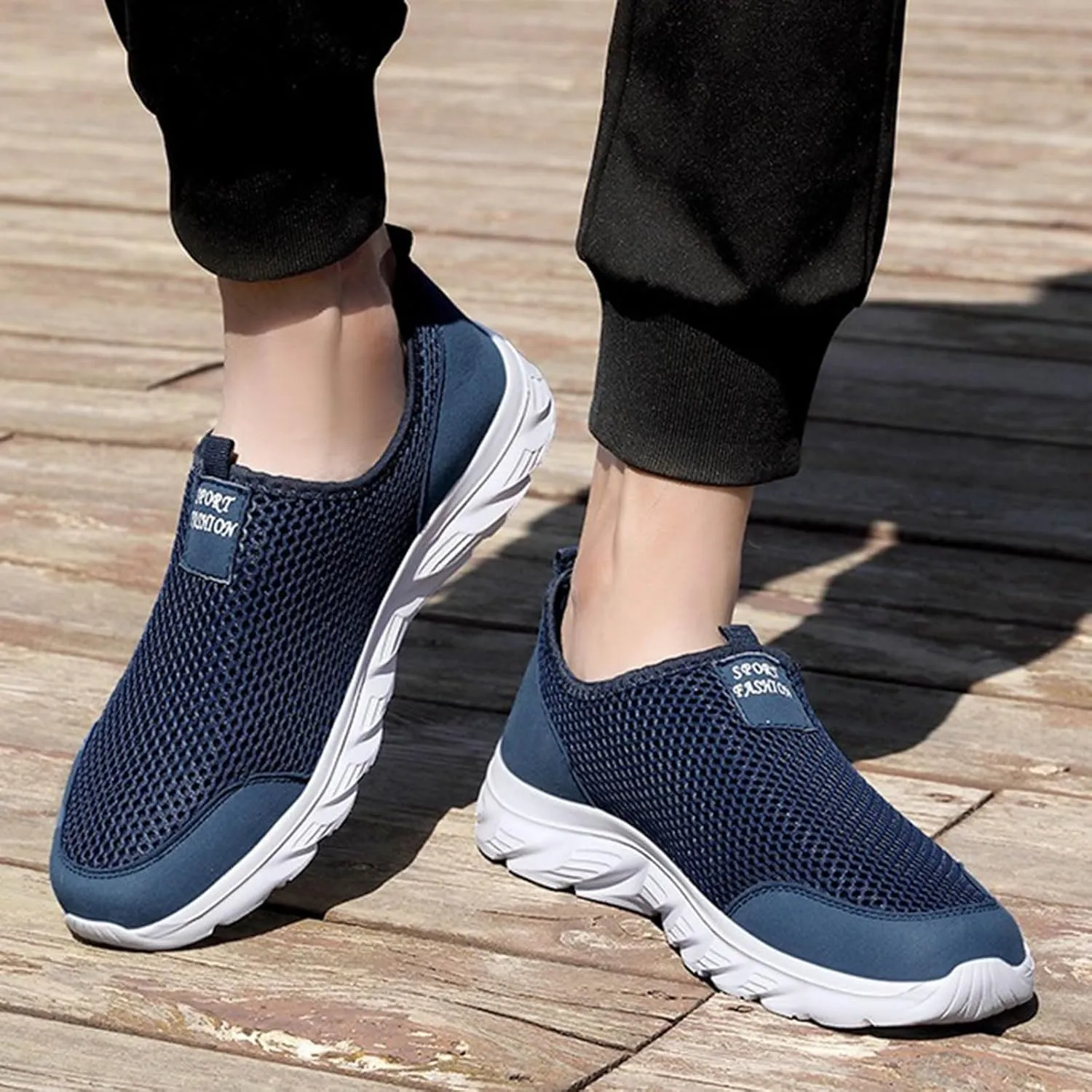 Arch Support Walking Shoes for Men Comfortable Breathable Lightweight Tennis Shoe Soft Flat Soled Elderly Shoes