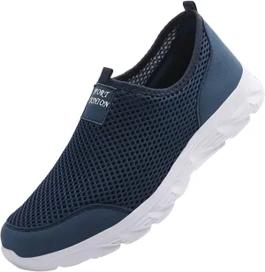 Arch Support Walking Shoes for Men Comfortable Breathable Lightweight Tennis Shoe Soft Flat Soled Elderly Shoes