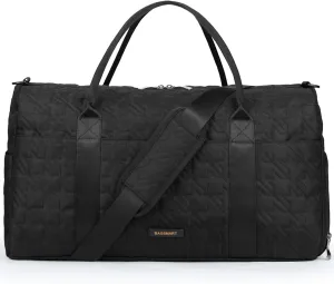 BAGSMART Black 40L Travel Duffle Bag with Shoes Compartment, Carry On Weekender Overnight Bag for Men Women