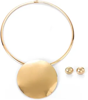 Barode African Choker Necklace Gold Round Necklaces Gothic Chunky Statement Necklaces and Earrings Set Jewelry for Women