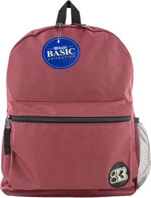 BAZIC School Backpack 16" Burgundy, Lightweight School Bag Padded Back & Adjustable Strap for Students, Travel Bag Fit A4 Notebook, 12-Pack