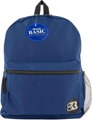 BAZIC School Backpack 16" Navy Blue, Lightweight School Bag Padded Back & Adjustable Strap for Students, Travel Bag Fit A4 Notebook, 1-Pack