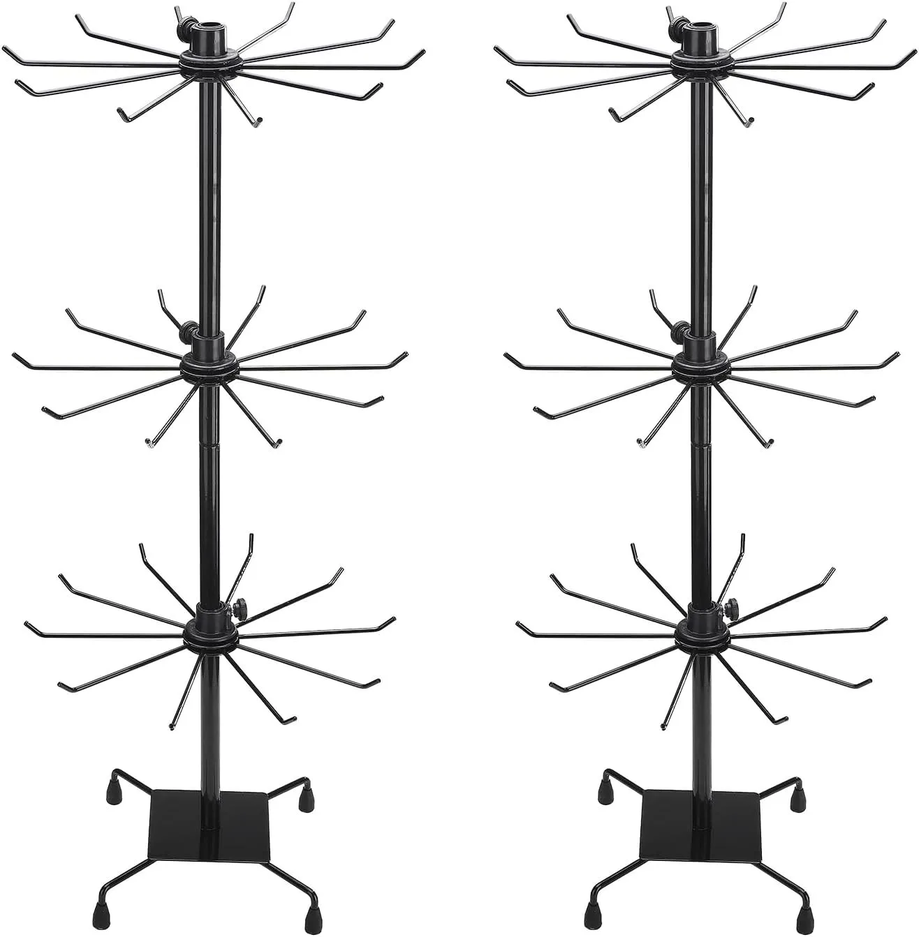BestAlice 2Pack Jewelry Rack, 3 Tier Rotating Jewelry Display Holder, Necklace Holder Rack Fashion Counter Jewelry Tree Stand, Adjustable Metal Jewelry Hold(Black)