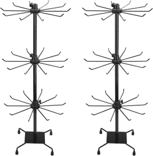 BestAlice 2Pack Jewelry Rack, 3 Tier Rotating Jewelry Display Holder, Necklace Holder Rack Fashion Counter Jewelry Tree Stand, Adjustable Metal Jewelry Hold(Black)