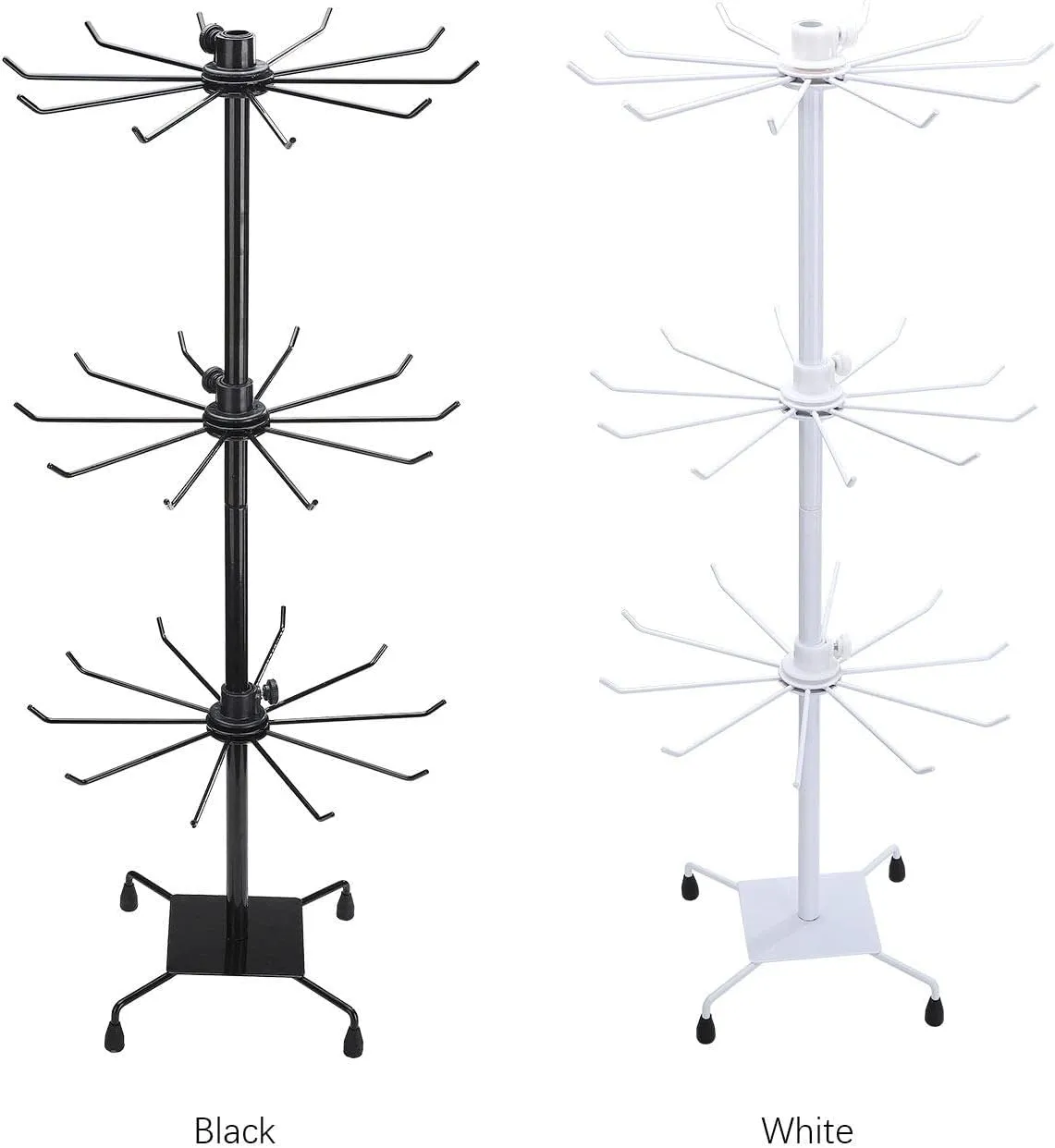 BestAlice Jewelry Rack, 3 Tier Rotating Jewelry Display Holder, Necklace Holder Rack Fashion Counter Jewelry Tree Stand, Adjustable Metal Jewelry Hold (black, 3Tier)