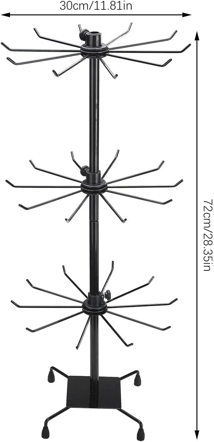 BestAlice Jewelry Rack, 3 Tier Rotating Jewelry Display Holder, Necklace Holder Rack Fashion Counter Jewelry Tree Stand, Adjustable Metal Jewelry Hold (black, 3Tier)