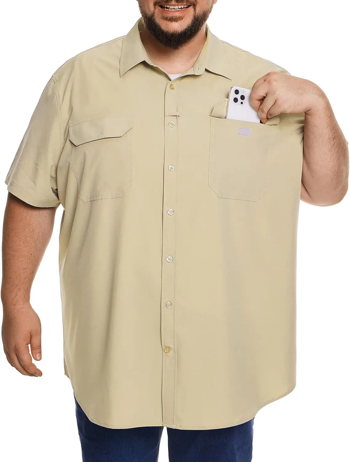 Big and Tall Mens Fishing Shirt UPF 50  Sun Protection Shirt SPF Quick Dry 2XL-6XL
