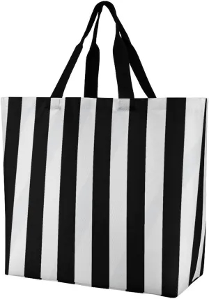 Black & White Stripe Tote Bag for Women Reusable Eco-friendly Shopping Bags Large Capacity Shoulder Bag
