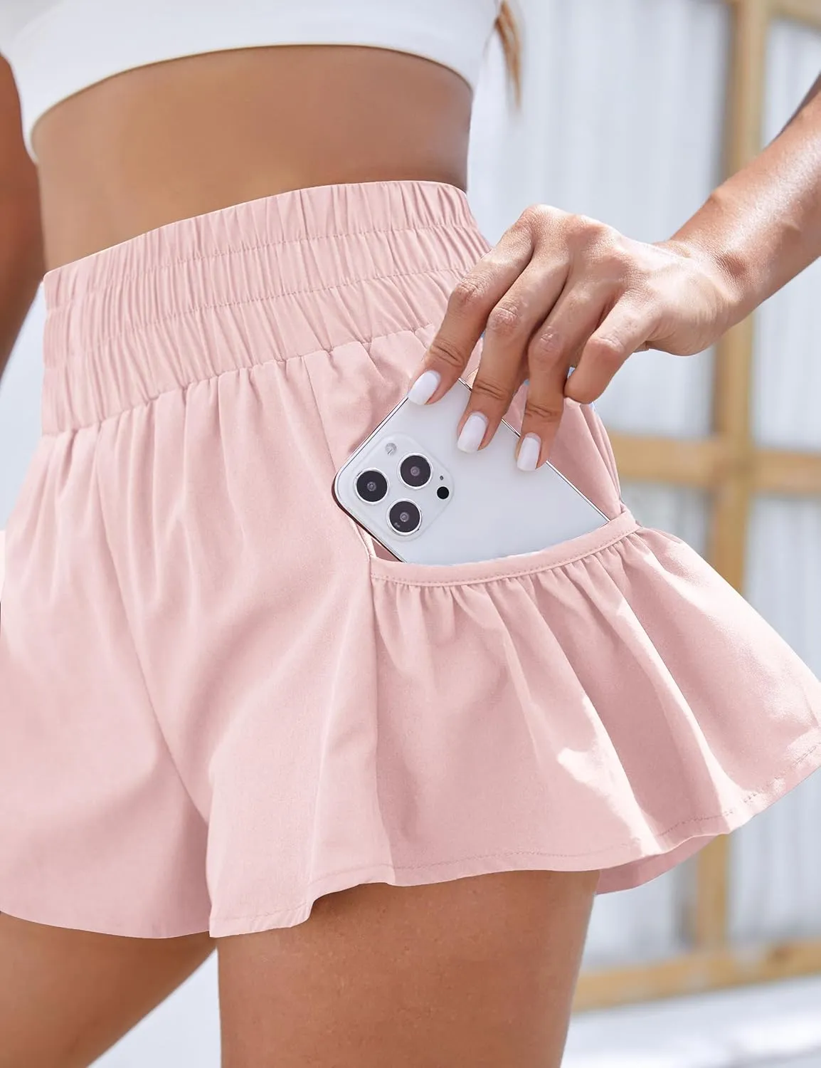 BMJL Womens High Waisted Shorts Athletic Running Shorts Workout Gym Quick Dry Flowy Shorts with Pockets
