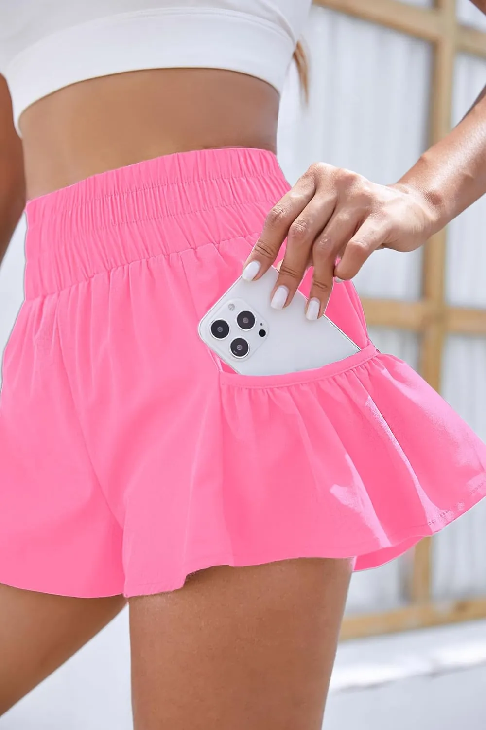 BMJL Womens High Waisted Shorts Athletic Running Shorts Workout Gym Quick Dry Flowy Shorts with Pockets