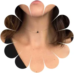 Boho Tourmaline Choker Necklace Gold Pendant Necklaces Chain Black Bead Necklaces Minimalist Necklace Chain Jewelry for Women