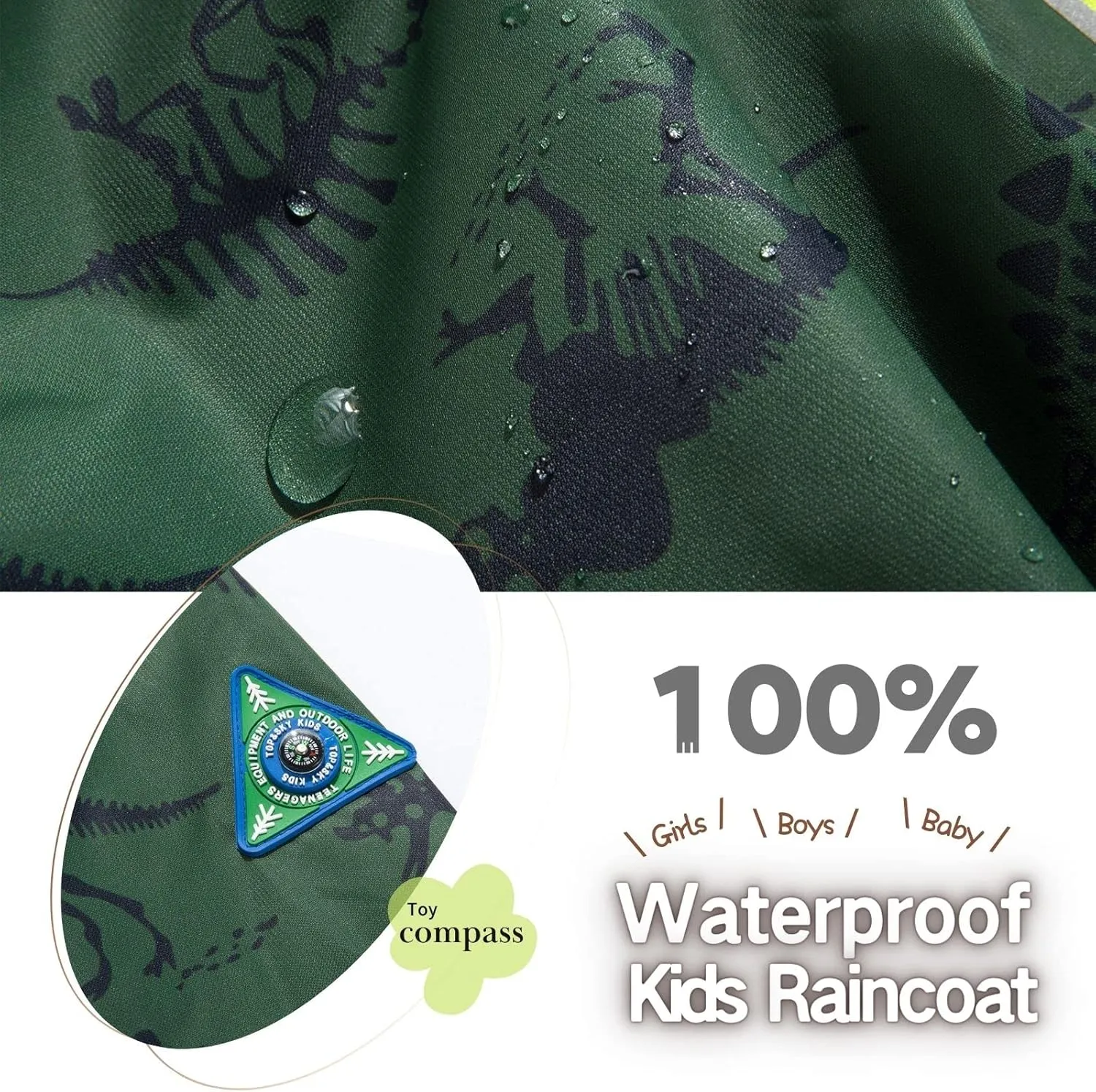 Boys Rain Jacket with Detachable Hood Lightweight Raincoats for Kids