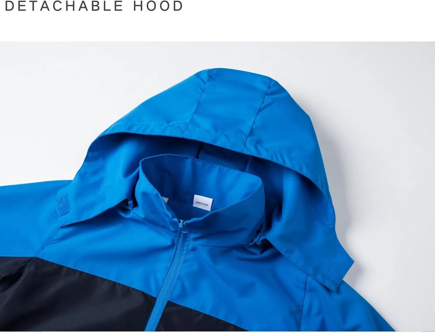 Boys Rain Jacket with Detachable Hood Lightweight Raincoats for Kids