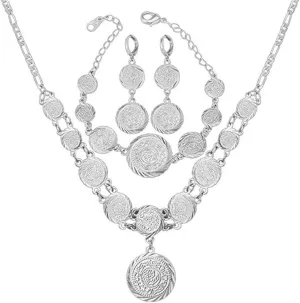 Brand 18K Gold Plated Bead Jewelry Set Women Bracelet Earring Necklace Set Wedding Jewelry Ladies Chain Jewelry